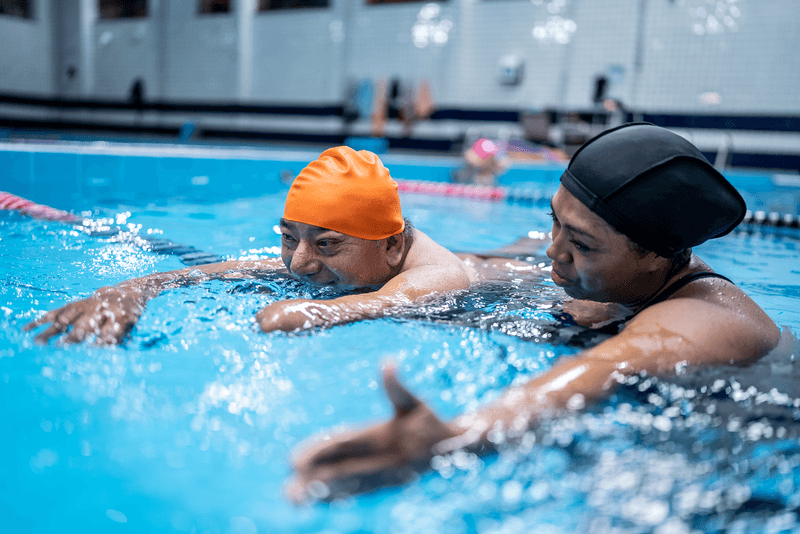 swimming in pool